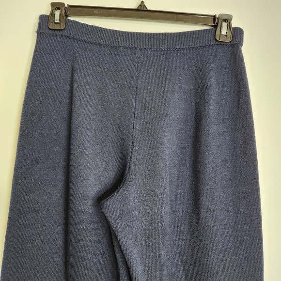 St. John Basics Navy Blue Santana Knit Pull On Straight Leg Trouser Pants Sz 10 - Picture 8 of 13